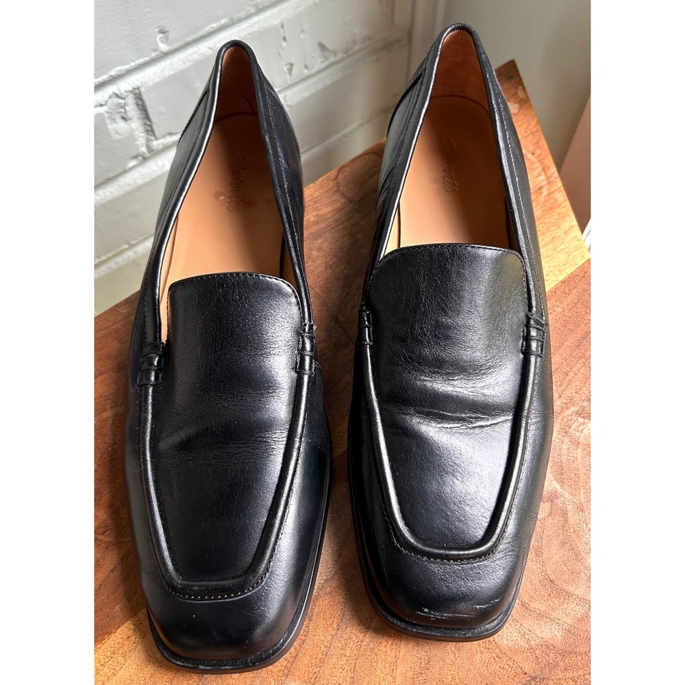 Madewell Bennie Leather Square Toe Loafer True Black 10 Quiet Luxury Old Money - Picture 2 of 7